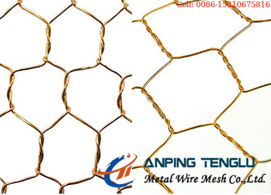 Kuningan Tembaga Hexagonal Wire Mesh Terutama Digunakan Sebagai Dekoratif Mesh