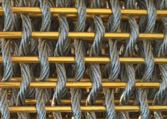 0.45mm 0.6mm Tembaga Fasad Mesh, Dekoratif Woven Wire Mesh