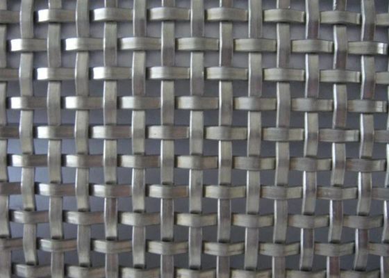 Flat Square Woven Dekoratif Metal Mesh Stainless Steel atau Aluminium