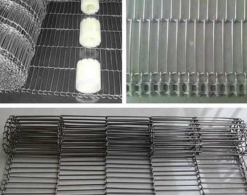 0.9mm Sampai 2.8mm Flat Flex Wire Conveyor Belt Dengan Berbagai Tepi